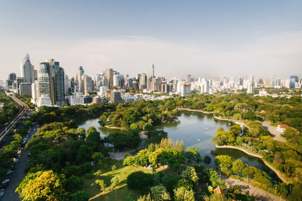 Vue depuis un building sur la capitale thaïlandaise.