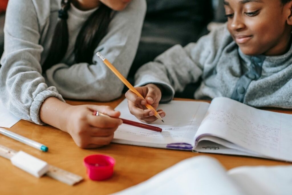 Une jeune fille en train de suivre un cours particulier.